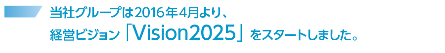 当社グループは2016年4月より、10年間の経営ビジョン「Vision2025」をスタートしました。